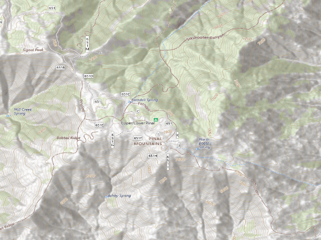 USGS topographic map of Pinal and Upper Pinal;Upper Pinal Campground