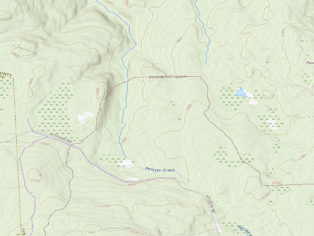 USGS topographic map of Pinchot State Forest roadside campsite 001 Carvolth