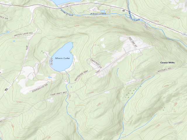 USGS topographic map of Pinchot State Forest roadside campsite Moon Lake 002