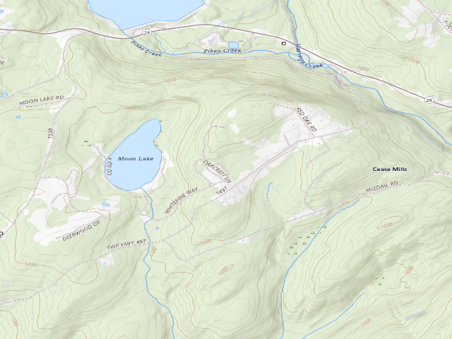 USGS topographic map of Pinchot State Forest roadside campsite Moon Lake 003