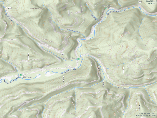 USGS topographic map of Pine Creek Camp