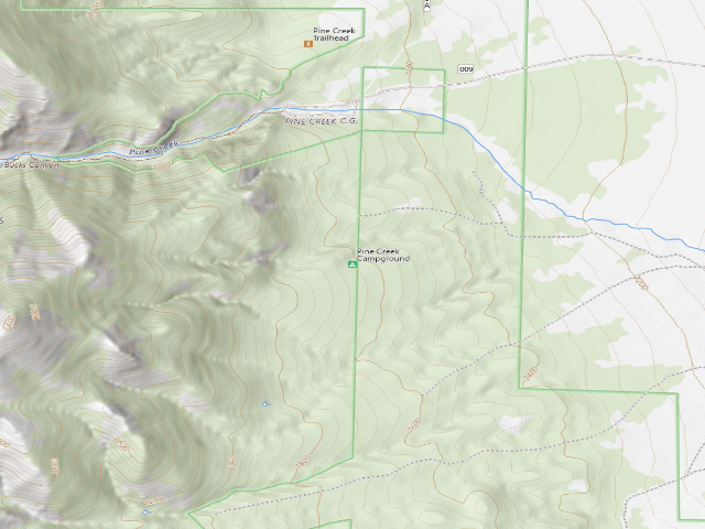 USGS topographic map of Pine Creek Campground