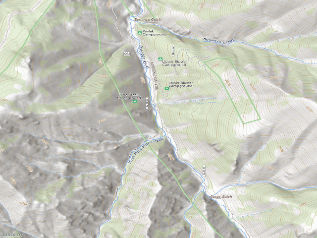 USGS topographic map of Pine Creek Campground