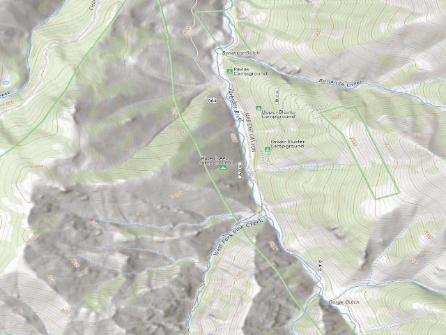 USGS topographic map of Pine Creek Campground