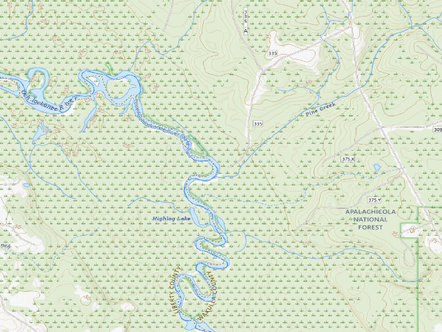 USGS topographic map of Pine Creek Hunt Camp