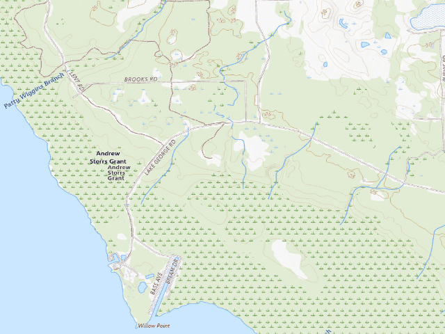 USGS topographic map of Pine Island group campsite (Lake George Conservation Area)