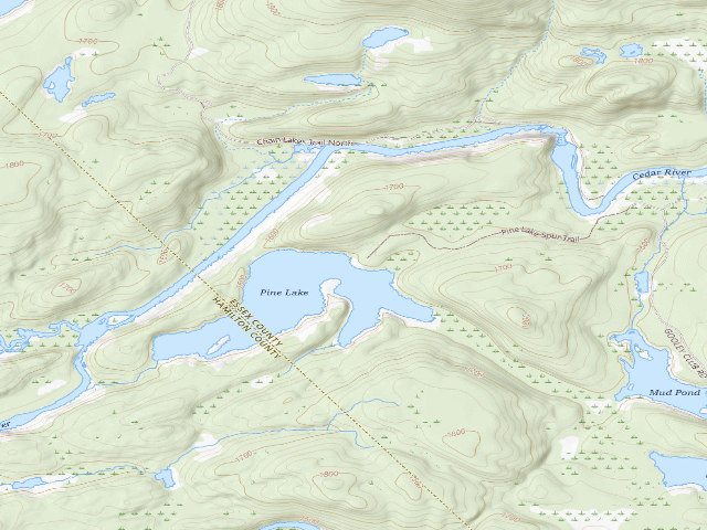 USGS topographic map of Pine Lake Primtive Tentsite [DEC #3630] (Pine Lake Primitive Area)