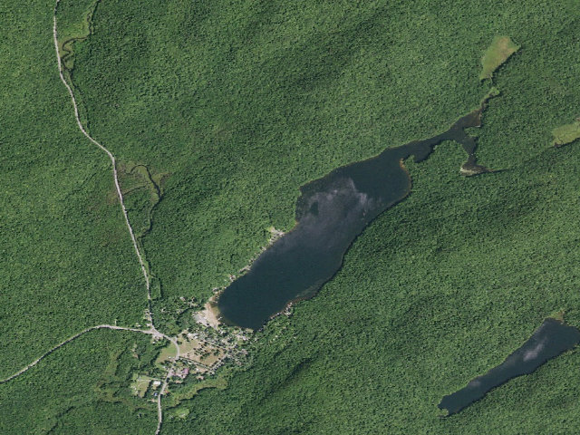 Aerial image of Pine Lake Tent Site #1 [DEC #6066] (Shaker Mountain Wild Forest)