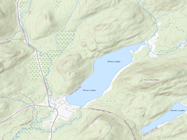 USGS topographic map of Pine Lake Tent Site #1 [DEC #6066] (Shaker Mountain Wild Forest)