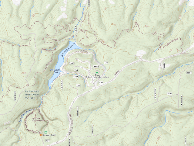 USGS topographic map of Pine Ridge-Pounds Hollow