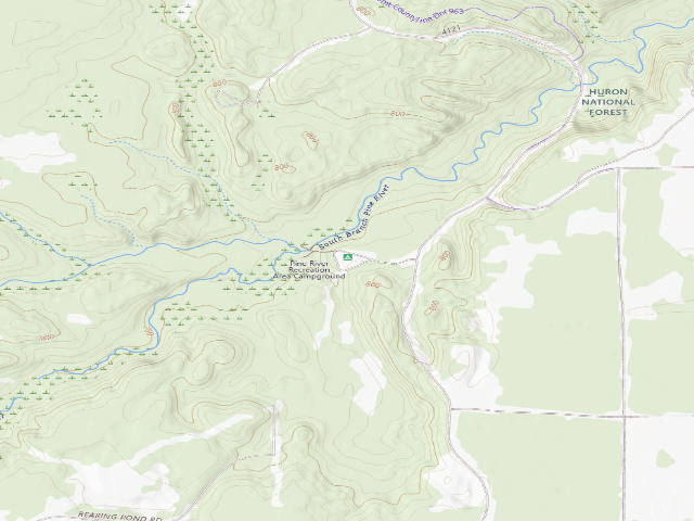 USGS topographic map of Pine River Campground