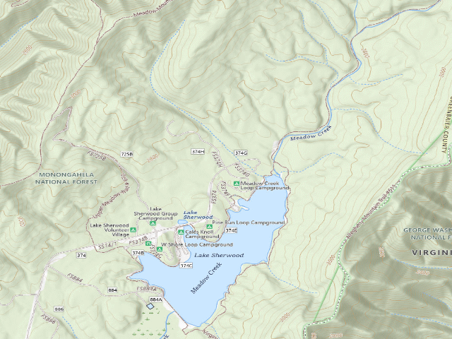 USGS topographic map of Pine Run Loop Campground