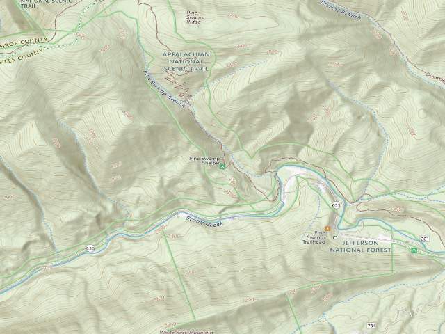 USGS topographic map of Pine Swamp A.T. Shelter
