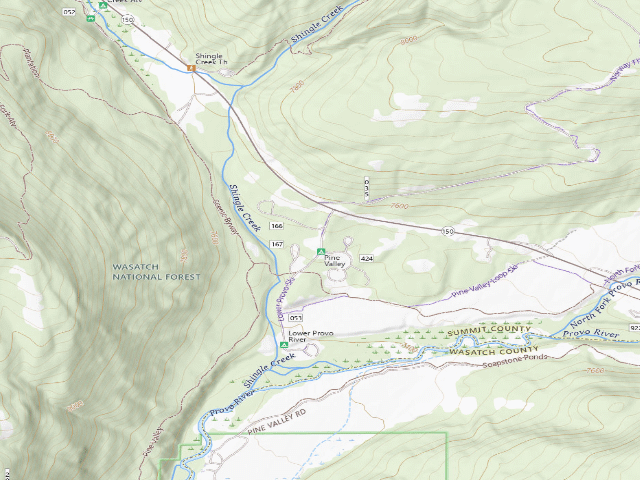 USGS topographic map of Pine Valley Camp (Dispersed)