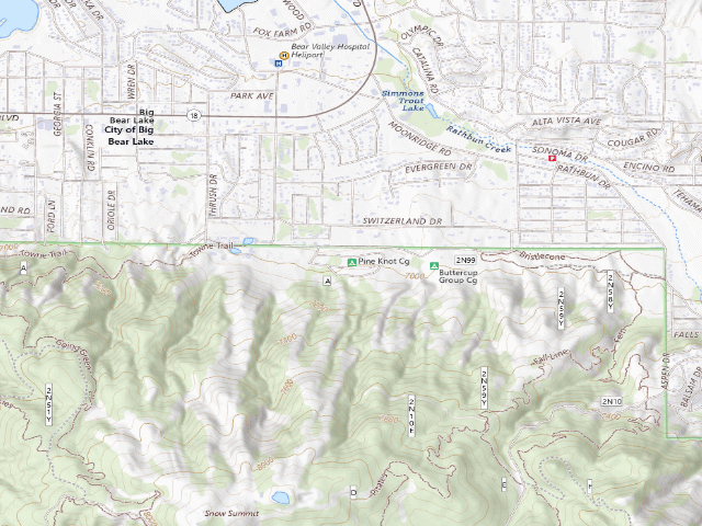 USGS topographic map of Pineknot Campground