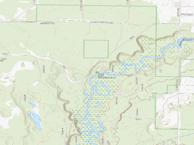 USGS topographic map of Pines Point Recreation Area