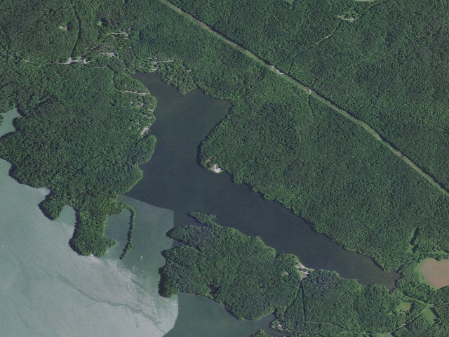 Aerial image of Pisgah Point Backcountry Camping