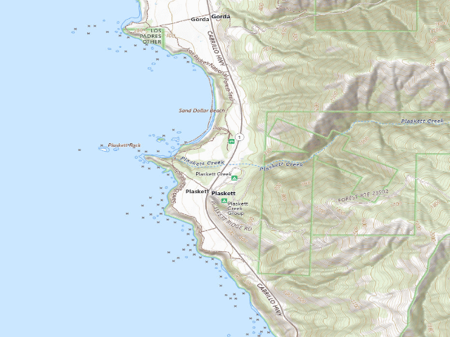 USGS topographic map of Plaskett Creek