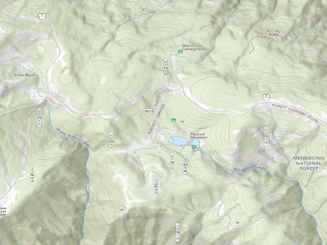 USGS topographic map of Plaskett Meadows