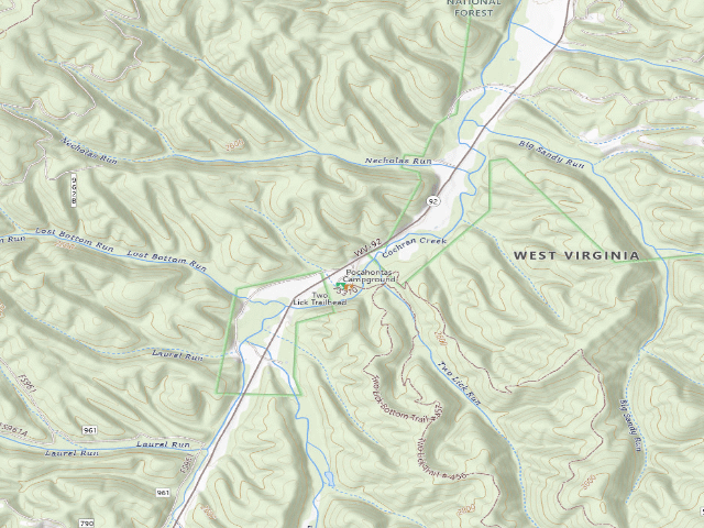 USGS topographic map of Pocahontas Campground
