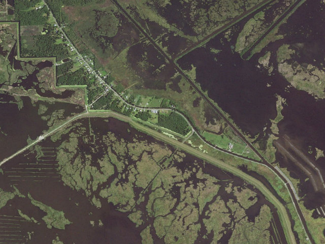 Aerial image of Pointe-aux-Chenes WMA camping area -- Hwy 665