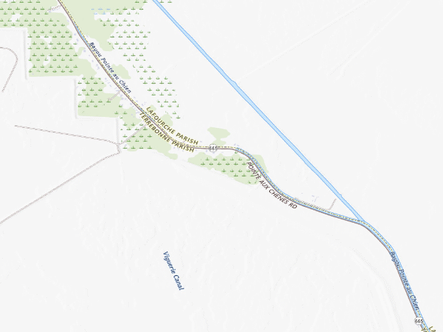 USGS topographic map of Pointe-aux-Chenes WMA camping area -- Hwy 665