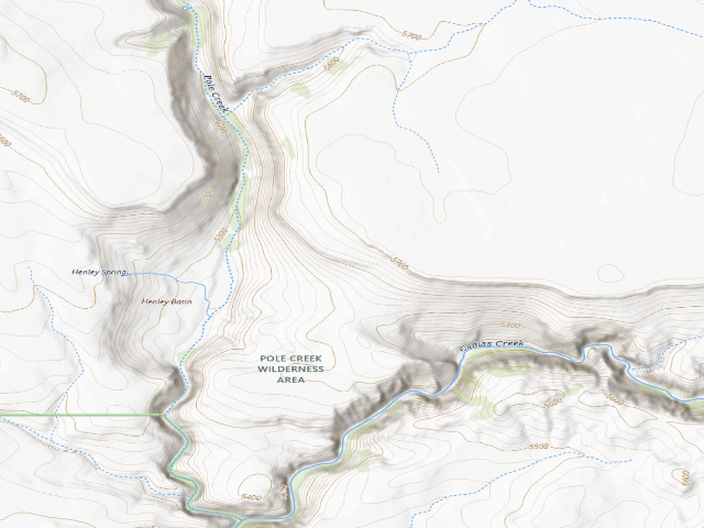 USGS topographic map of Pole Creek Wilderness Area