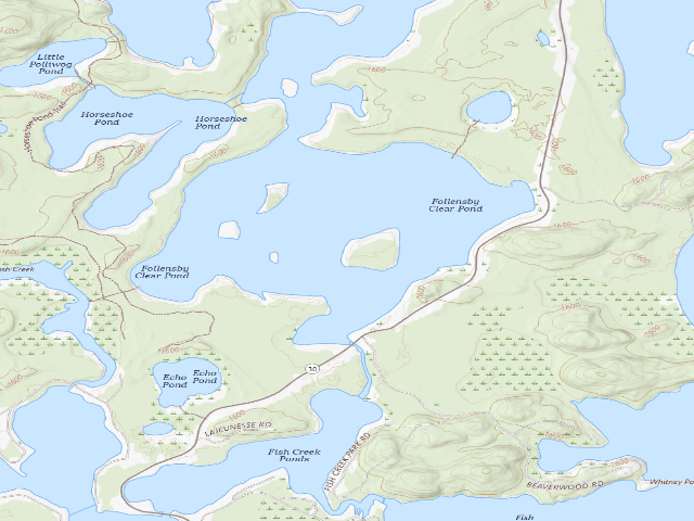 USGS topographic map of Polliwog Pond (Saranac Lakes Wild Forest)