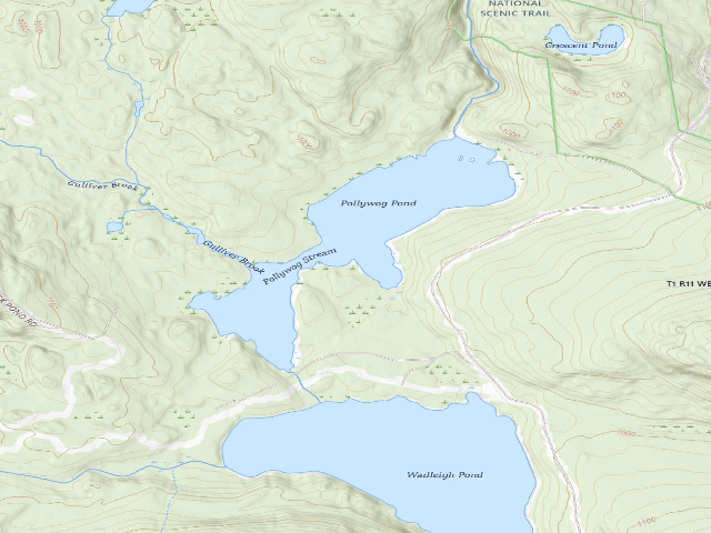 USGS topographic map of Pollywog Point (Nahmakanta Public Land)