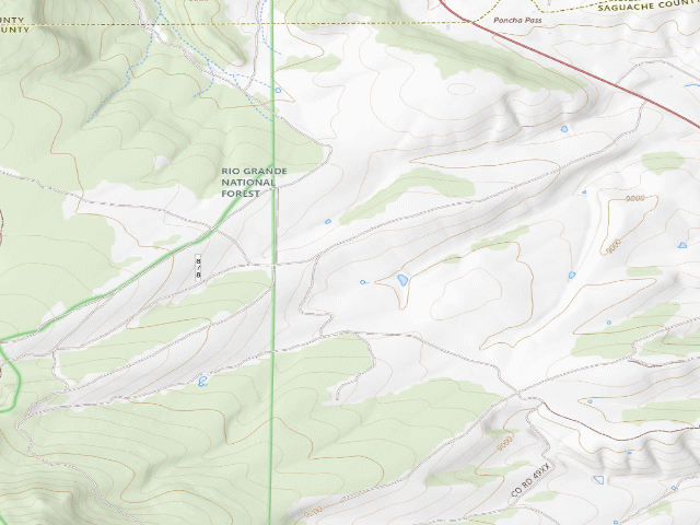 USGS topographic map of Poncha Pass Dispersed Campground