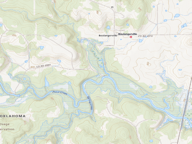 USGS topographic map of Pond creek (Hulah WMA)