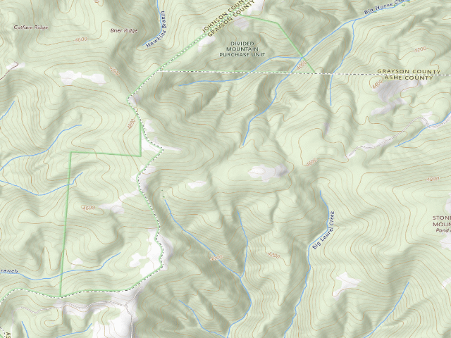 USGS topographic map of Pond Mountain Game Land camping area #2