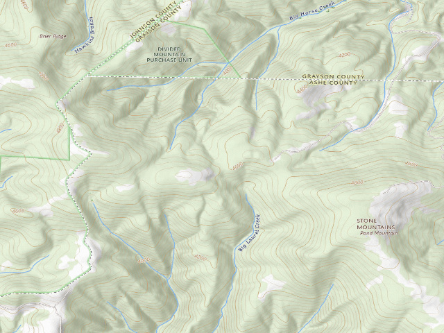 USGS topographic map of Pond Mountain Game Land camping area #3