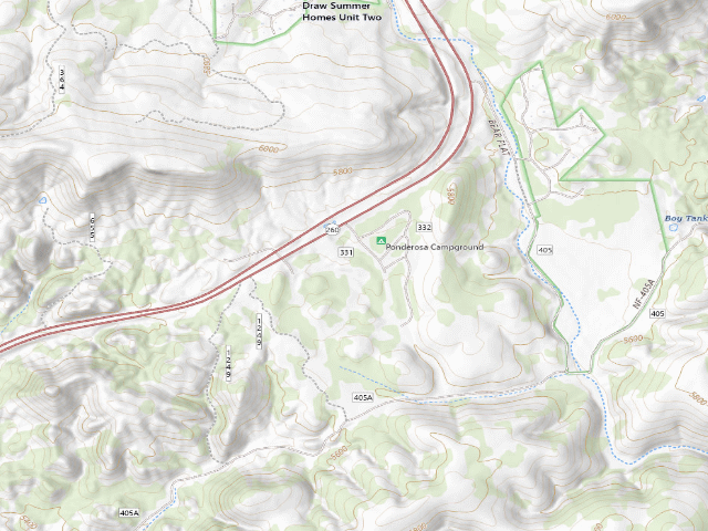 USGS topographic map of Ponderosa Campground