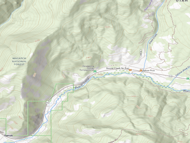 USGS topographic map of Ponderosa Group Campground