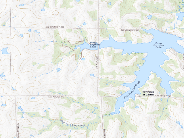 USGS topographic map of Pony Express Lake Conservation Area