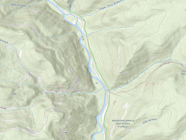 USGS topographic map of Poplar  Branch Shelter