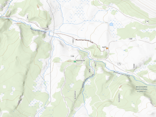 USGS topographic map of Porcupine Campground