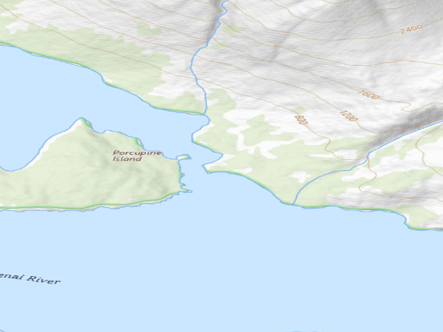 USGS topographic map of Porcupine Island Camp