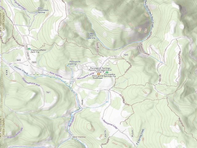 USGS topographic map of Porcupine Springs Family Campground Loop D
