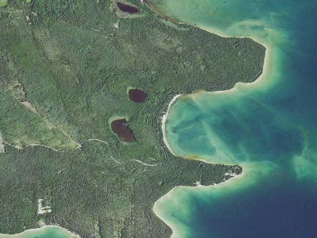Aerial image of Portage Bay State Forest Campground
