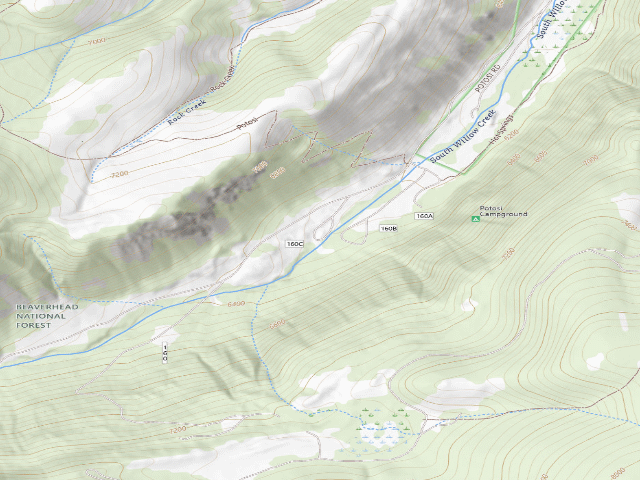 USGS topographic map of Potosi Campground