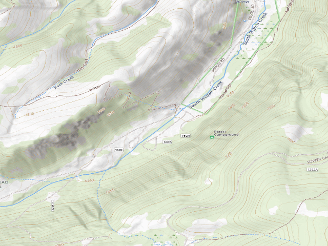 USGS topographic map of Potosi Campground
