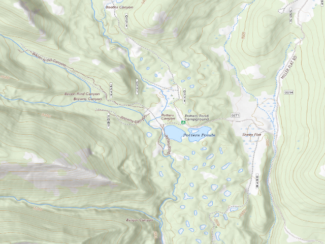 USGS topographic map of Potters Pond Campground