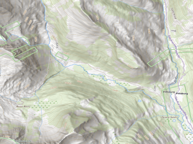 USGS topographic map of Poverty Gulch Designated Camping Area