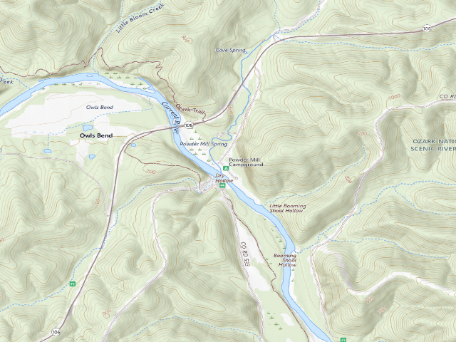 USGS topographic map of Powder Mill Campground