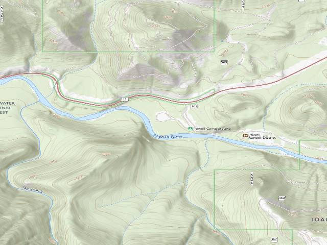 USGS topographic map of Powell Campground