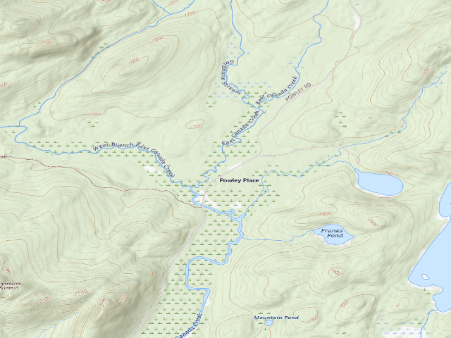 USGS topographic map of Powley Rd Roadside Campsite (Ferris Lake Wild Forest)