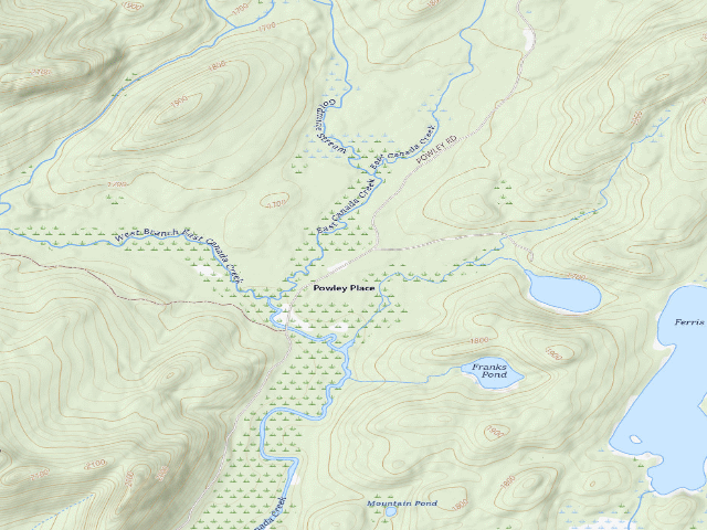 USGS topographic map of Powley Rd Roadside Campsite (Ferris Lake Wild Forest)