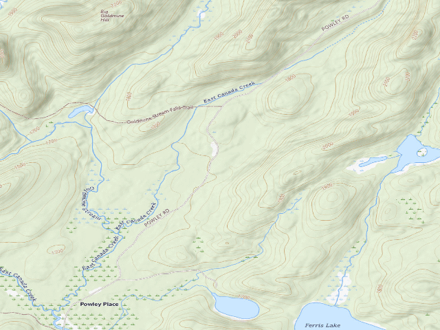 USGS topographic map of Powley Rd Roadside Campsite (Ferris Lake Wild Forest)